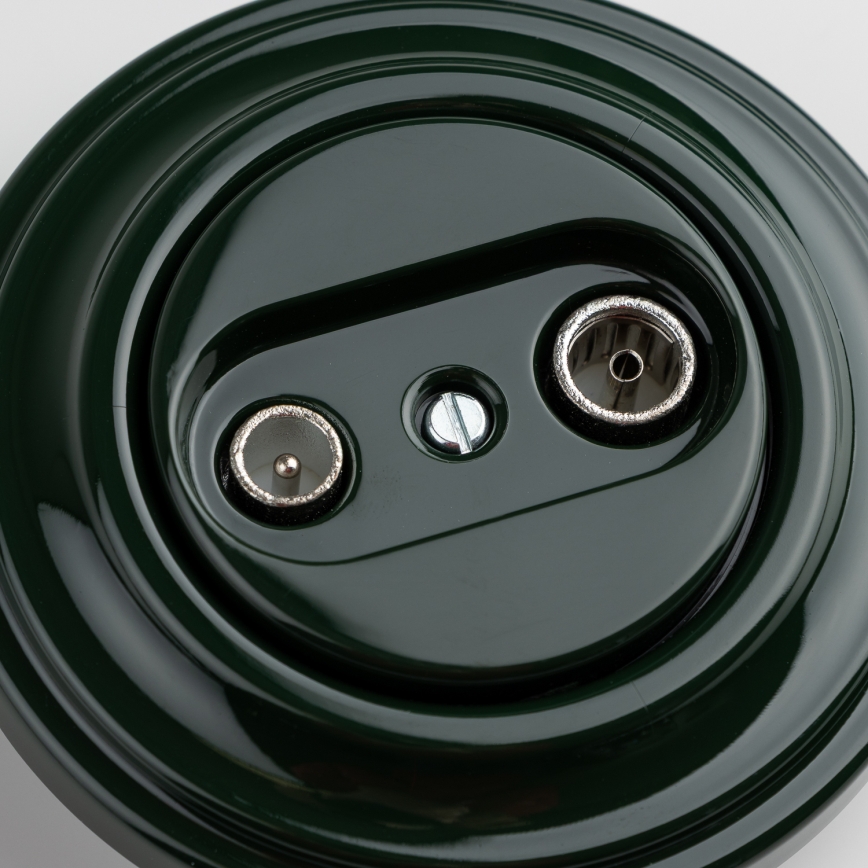 Reblig - Toma coaxial retro para TV+R (pasante) con marco, verde