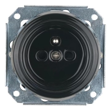 Reblig - Toma de corriente de porcelana estilo retro para uso doméstico sin marco 250V/16A, negro