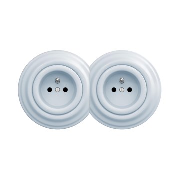 Reblig - Toma de corriente doble de estilo retro para el hogar con embellecedor, 230 V, azul