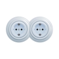 Reblig - Toma de corriente doble Schuko de estilo retro para uso doméstico, 230 V, con marco, azul