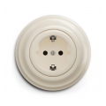 Reblig - Toma de corriente empotrada de estilo retro con marco SCHUKO 230V/16A, beige
