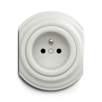 Reblig - Toma de corriente retro sin marco 230 V, de cerámica blanca