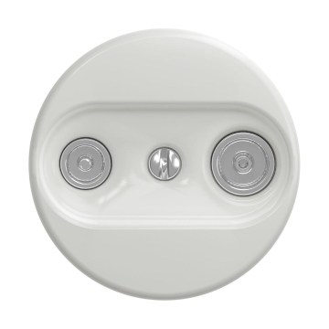 Reblig - Toma retro TV+R (pasante) sin marco, cerámica blanca