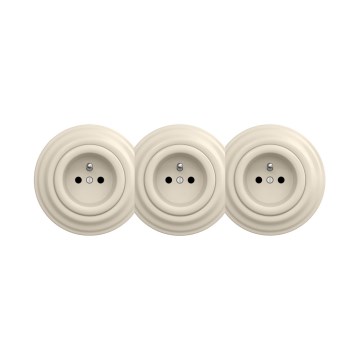 Reblig - Toma triple de estilo retro para uso doméstico con marco, 230 V, beige