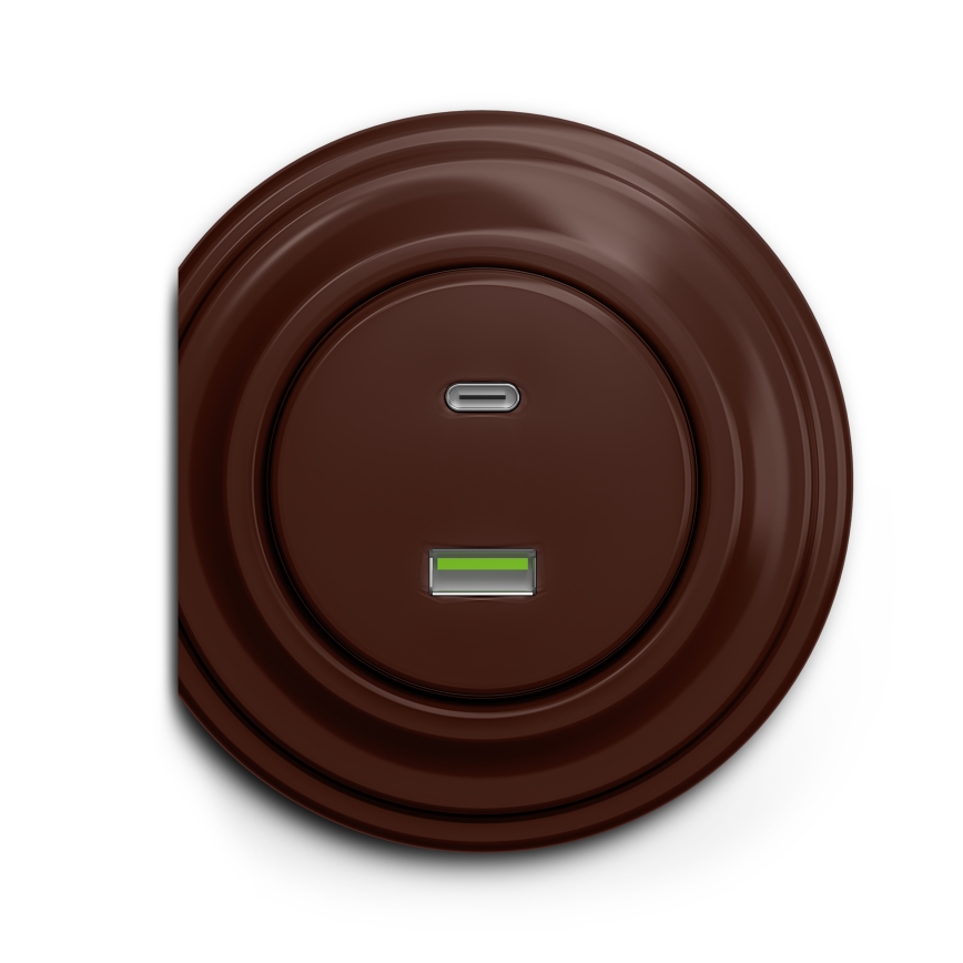 Reblig - Toma USB retro A+C sin embellecedor marrón