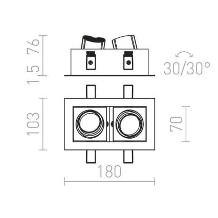 RED - Design Rendl - R12857 - Lámpara empotrada LED BONDY 2xLED/7W/230V