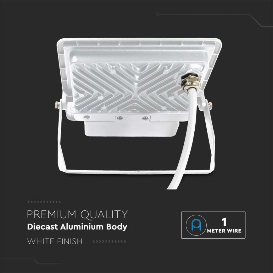 Reflector LED con sensor LED/50W/230V 4000K IP65 blanco