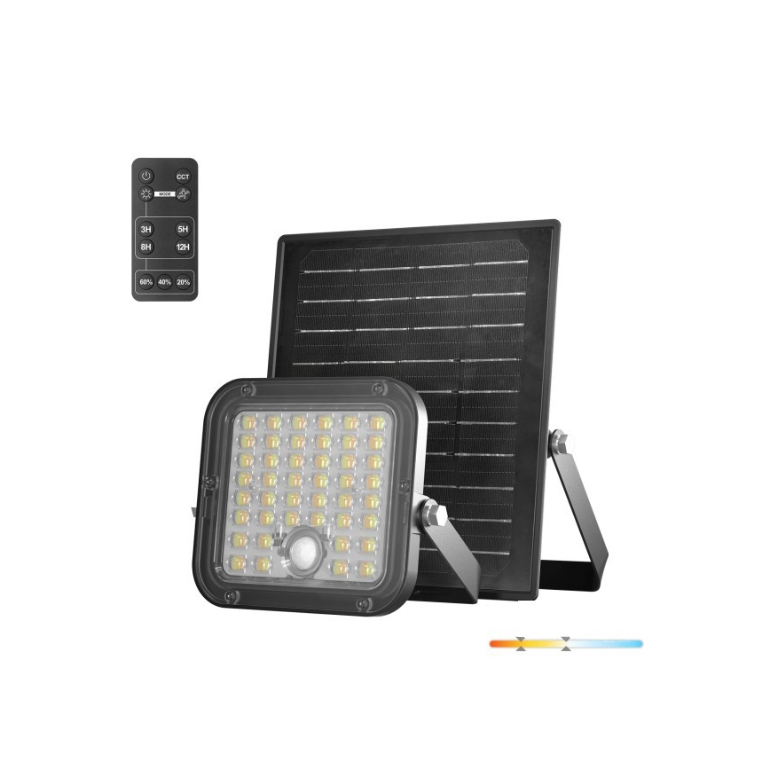 Foco solar LED regulable con sensor LED/10W/3,7V 3000/4000K IP65 3600 mAh + mando a distancia