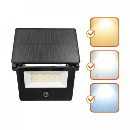 Reflector solar LED con sensor NCS G2 LED/20W/3,7V 3000/4000/6500K IP54 2600 mAh