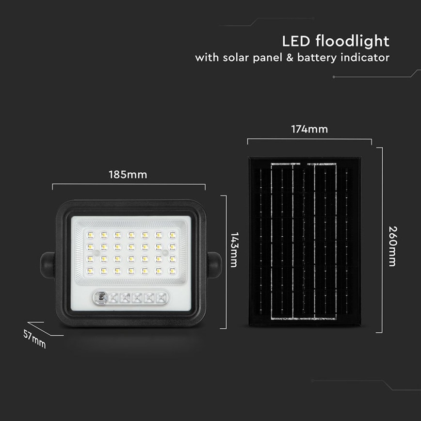 Proyector solar LED regulable LED/50W/3,2V 2000-8000K IP65 3800 mAh negro + mando a distancia