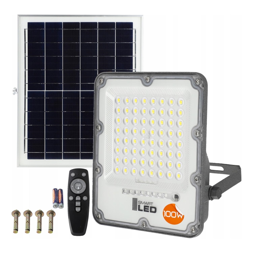 Reflector solar LED regulable LED/100W/3,2V 5000K 10500 mAh IP65 negro + mando a distancia