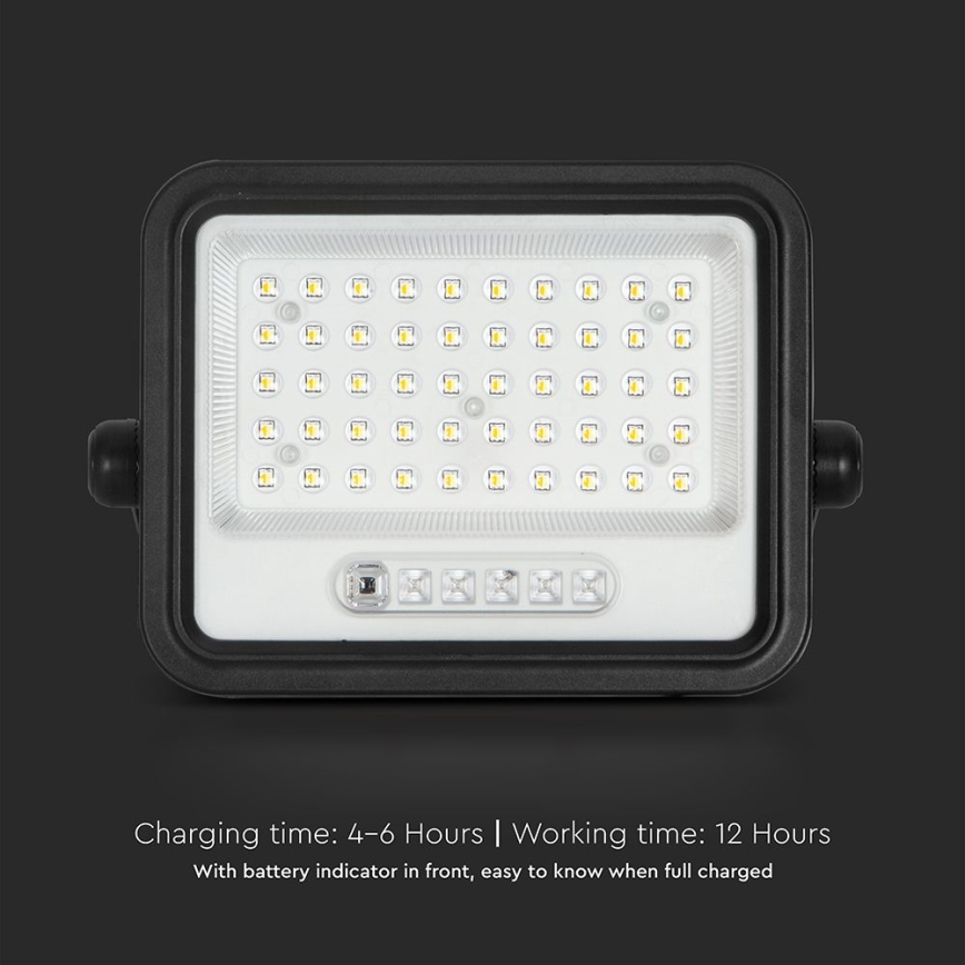 Reflector solar LED regulable LED/100W/3,2V 2000-8000K IP65 5000 mAh negro + mando a distancia