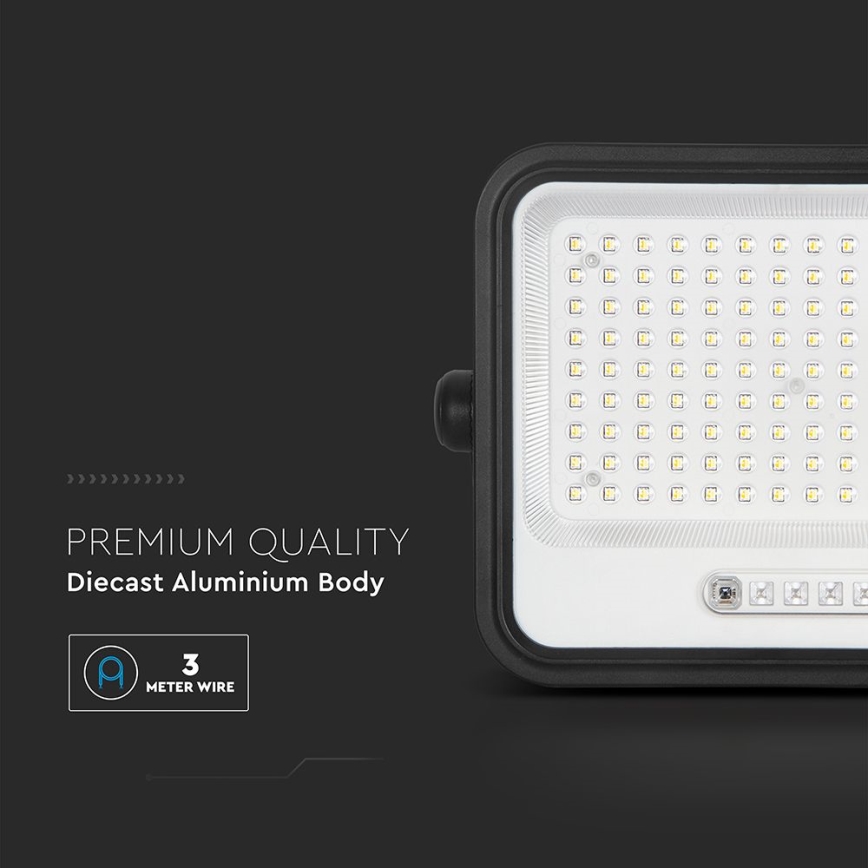 Reflector solar LED regulable LED/300W/3,2V 2000-8000K IP65 15000 mAh negro + mando a distancia