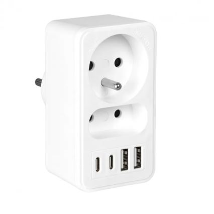 Regleta con 2 enchufes + 2x USB-C + 2x USB-A