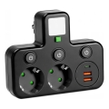 Regleta con interruptor e iluminación LED LINEA PRO 2Z + 3xUSB A/C SCHUKO 4000K negra