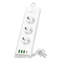 Regleta con interruptor LINEA PRO 3x230V+ 3xUSB-A + 1xUSB-C SCHUKO 1,5 m blanca