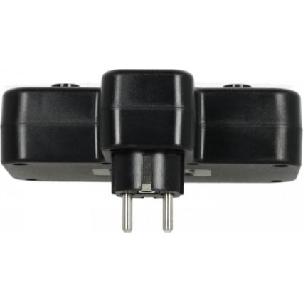 Regleta con interruptor e iluminación LED LINEA PRO 2Z + 3xUSB A/C SCHUKO 4000K negra