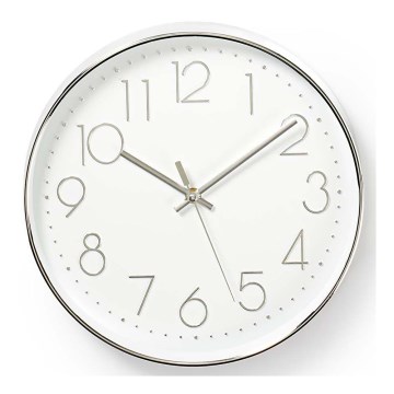Reloj de pared 1xAA blanco/plata
