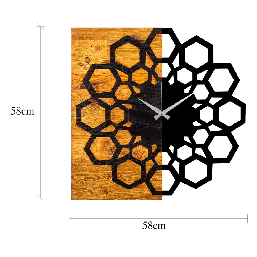 Reloj de pared 58x58 cm 1xAA madera/metal