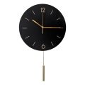 Reloj de pared con péndulo diá. 30 cm 1xAA negro/dorado