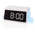 Reloj despertador con pantalla LCD y cargador inalámbrico 15W/5V 1xCR2032 blanco