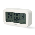 Reloj digital con alarma, termómetro e higrómetro 2xAA blanco