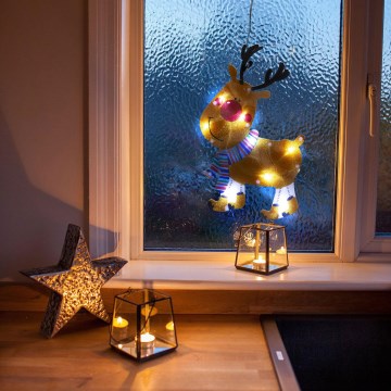 Reno decorativo navideño LED 8xLED/3xAAA, luz blanca fría