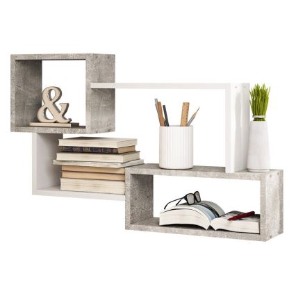 Repisa de pared TRIO 87x54x18 cm gris/blanco