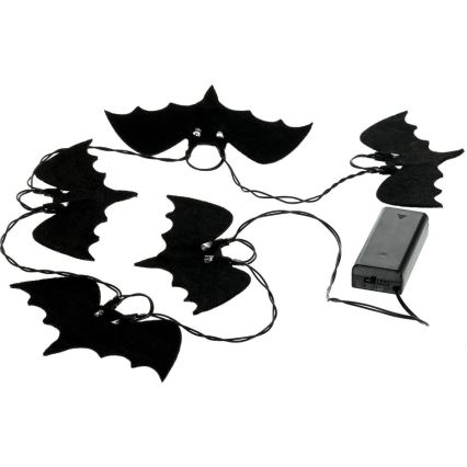 Cadena decorativa LED HALLOWEEN 10xLED/2xAA/blanco cálido 1,3m murciélagos