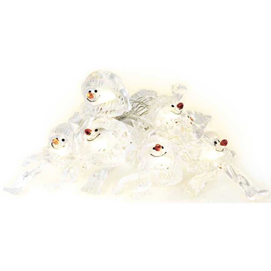 Guirnalda LED 10xLED/2xAA/blanco cálido 1,65m con muñecos de nieve