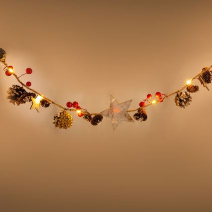 Guirnalda LED de Navidad 10xLED/3xAA 2,5m blanco cálido