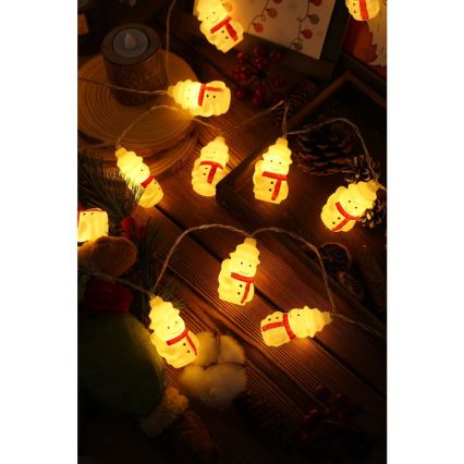 Cadena de luces LED de Navidad 20xLED/3xAA/blanco cálido 3,3m muñecos de nieve