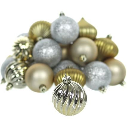 Juego de adornos navideños 30 piezas dorado/plata
