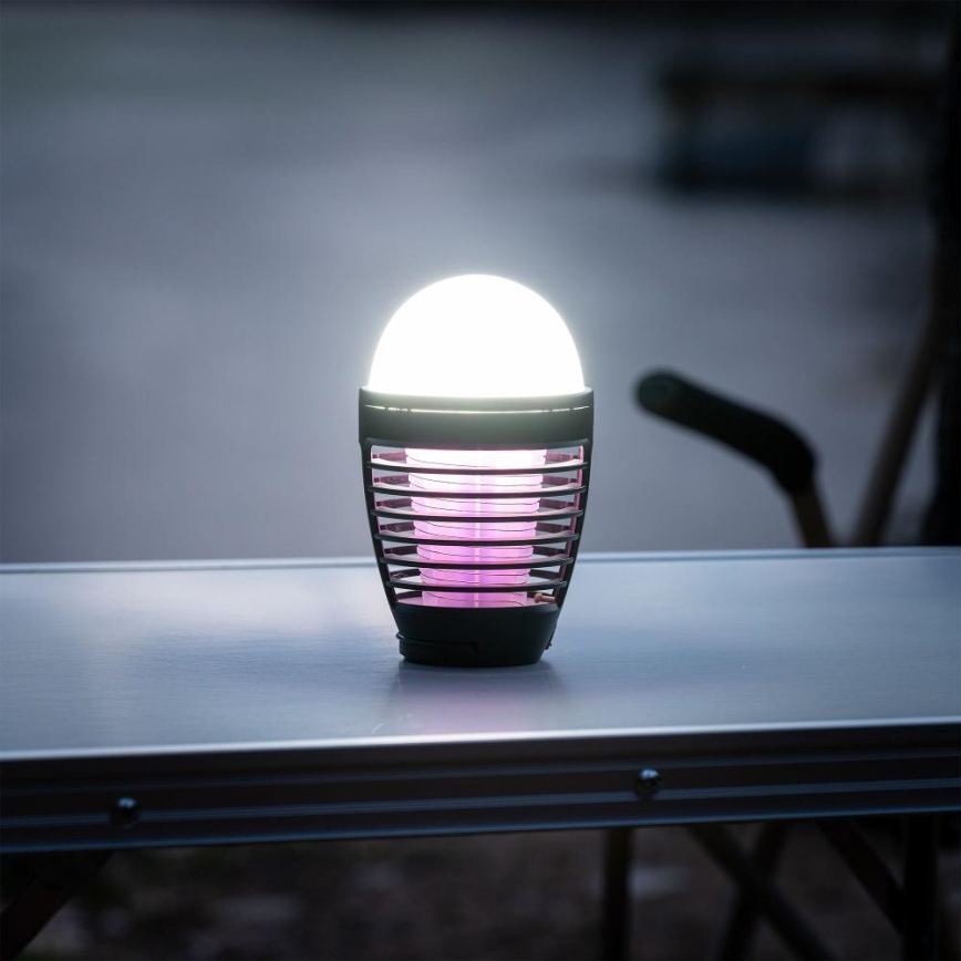 Retlux - Lámpara LED portátil recargable con atrapador de insectos LED/5W/1800 mAh IP44 negra
