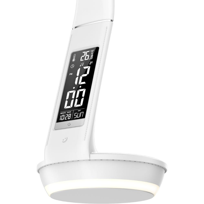 Lámpara de mesa LED regulable con carga inalámbrica Qi 5W y pantalla LED/6W/230V/1xCR2032 3000/4000/6000K blanco