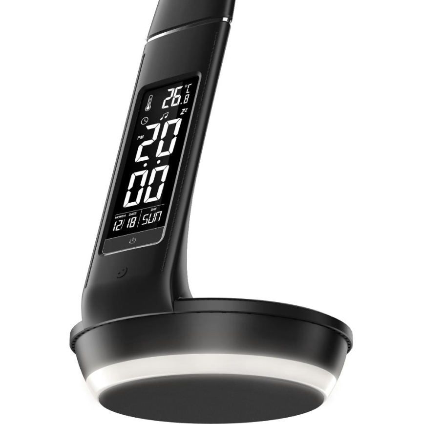Lámpara de mesa LED regulable con carga inalámbrica Qi 5W y pantalla LED/6W/230V/1xCR2032 3000/4000/6000K negro