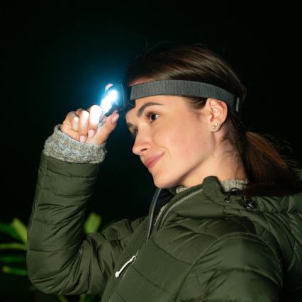 LED Linterna frontal recargable LED/3W/1200 mAh IP44 negra