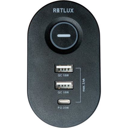 Regleta con abrazadera para mesa, 3 enchufes Tipo E + 2xUSB-A + 1xUSB-C 1,5 m negra
