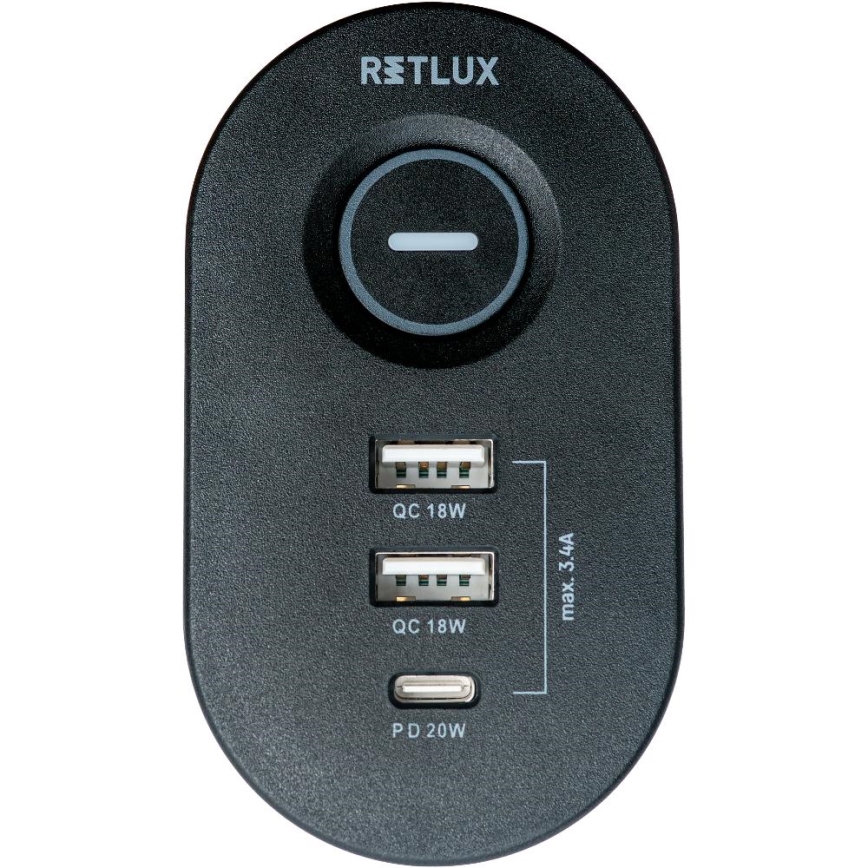 Regleta con abrazadera para mesa, 3 enchufes Tipo E + 2xUSB-A + 1xUSB-C 1,5 m negra