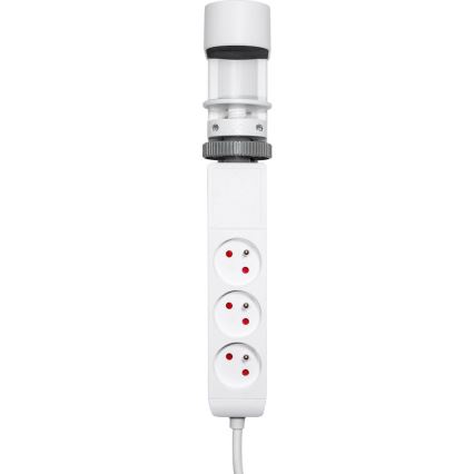 Regleta con sujeción para mesa 3 tomas Tipo E + 2xUSB-A + 1xUSB-C 1,5m blanca