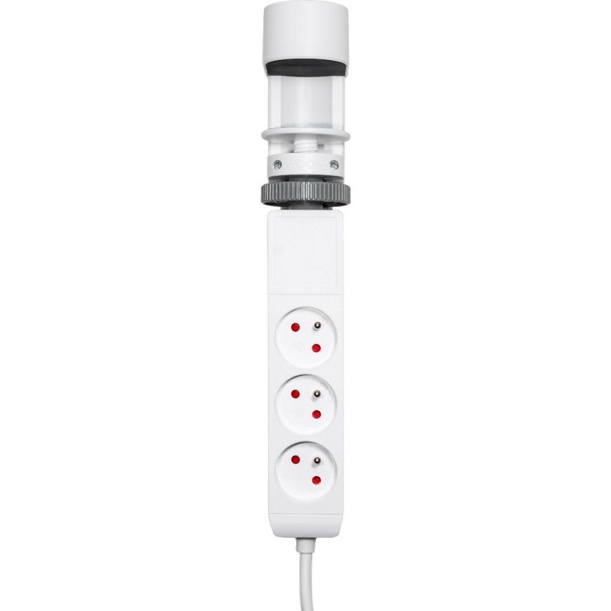 Regleta con sujeción para mesa 3 tomas Tipo E + 2xUSB-A + 1xUSB-C 1,5m blanca