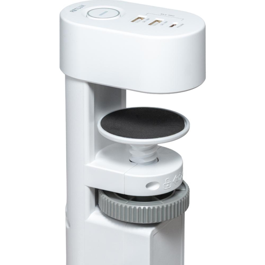 Regleta con sujeción para mesa 3 tomas Tipo E + 2xUSB-A + 1xUSB-C 1,5m blanca