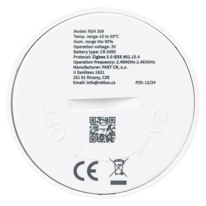 Sensor inteligente de temperatura y humedad 1xCR2450