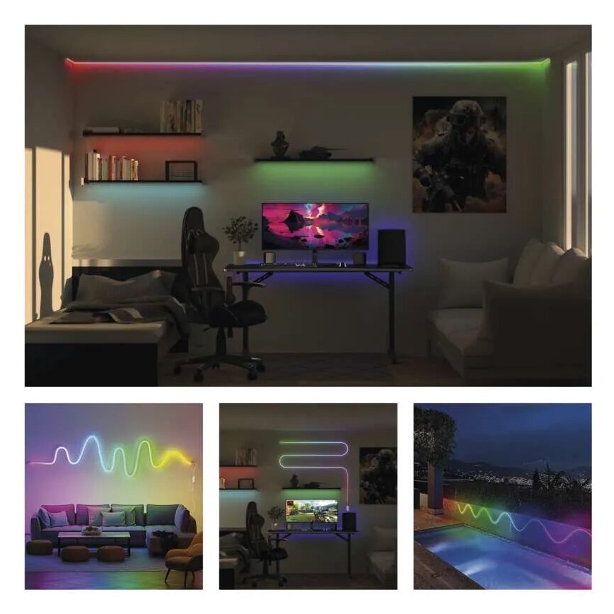 RGBIC Cinta LED regulable GoSmart LED/33W/230V 5 m Wi-Fi Tuya