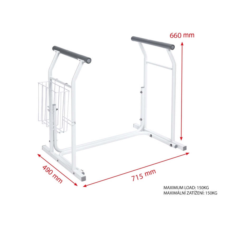 Ridder - Barras de apoyo móviles para WC 66x71,5 cm blancas