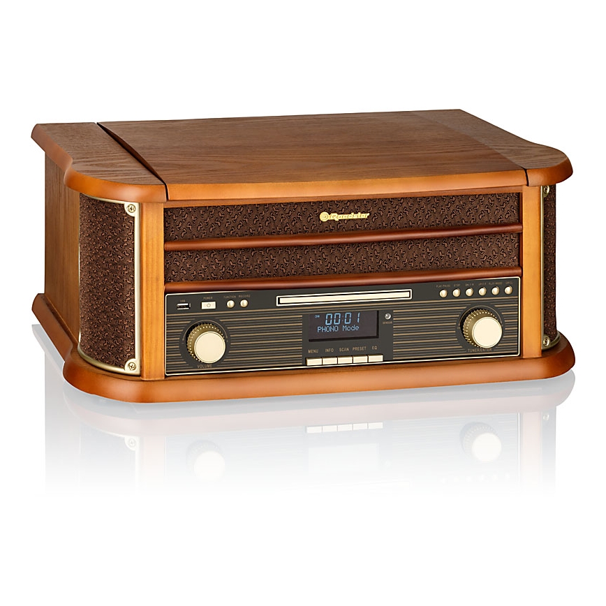 Roadstar HIF-1993D+BT- Hi-Fi con DAB/DAB+, giradiscos, CD y reproductor de casetes 80W/230V + mando a distancia