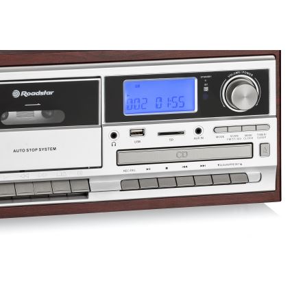Roadstar HIF-8892 EBT - Sistema Hi-Fi con giradiscos, reproductor de CD y casete, 64W/230V + mando a distancia