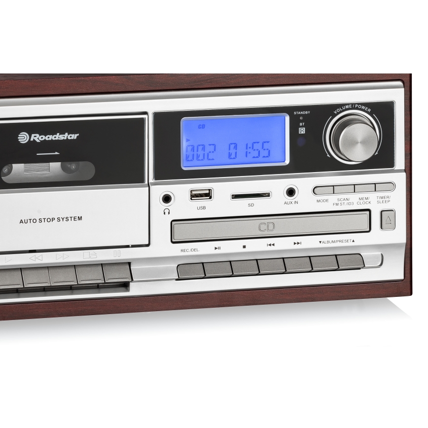 Roadstar HIF-8892 EBT - Sistema Hi-Fi con giradiscos, reproductor de CD y casete, 64W/230V + mando a distancia