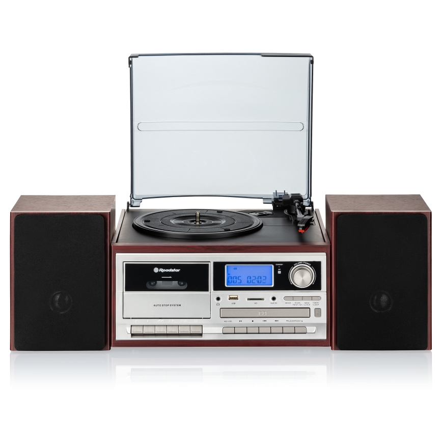 Roadstar HIF-8892 EBT - Sistema Hi-Fi con giradiscos, reproductor de CD y casete, 64W/230V + mando a distancia