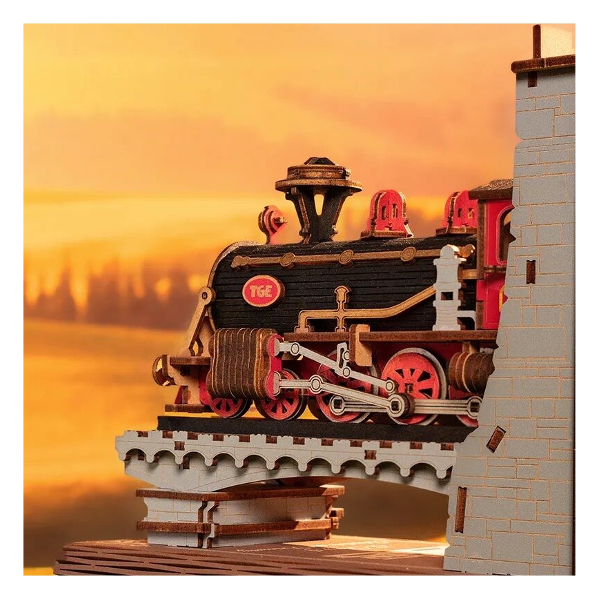 RoboTime - Rompecabezas 3D Sujeta-libros Tren de vapor histórico